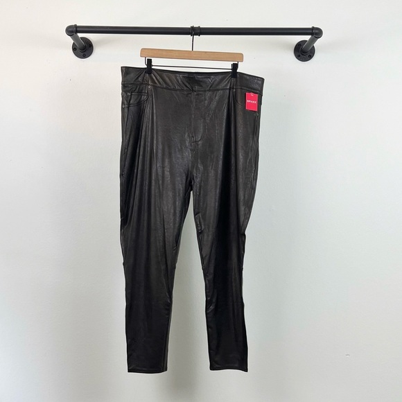 NWT Spanx Leather Like Faux Leather Ankle Pants in Luxe Black - Picture 2 of 7